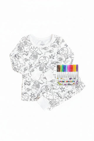 Colorable Two Piece Pajama Set | Mermaid Magic