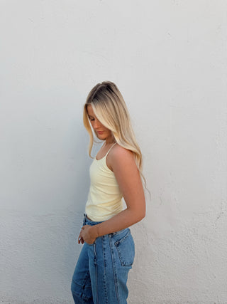 Polka Dot Tank - Pale Yellow