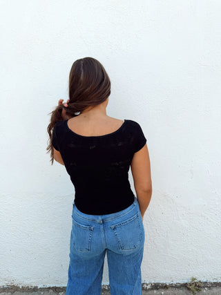 Bodie Boat Neck Top - Black