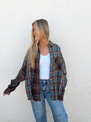 Kambrie Flannel - Chocolate/Blue