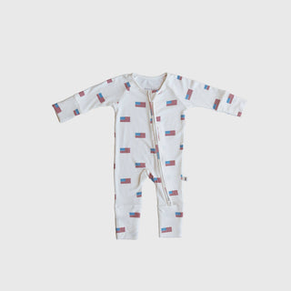 Bamboo Zip Pajamas | Americana Ribbed