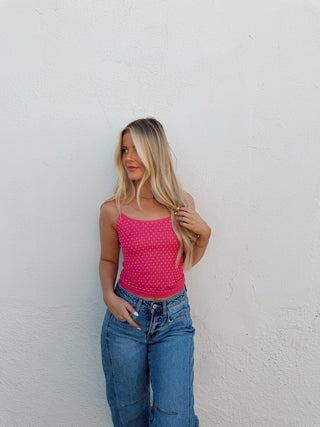 Polka Dot Tank - Fuchsia