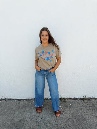 USA Puff Graphic Tee - Taupe