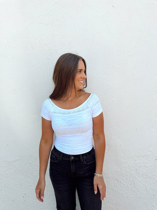 Bodie Boat Neck Top - White
