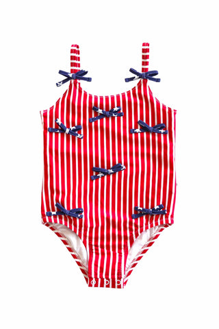Bows + Stripes One Piece Swimsuit