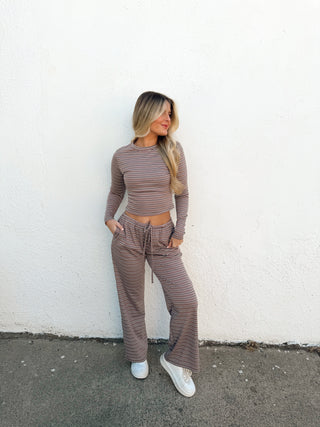 Sorin Stripe Pants - Mauve/Brown