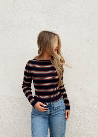 Navy Stripe Top