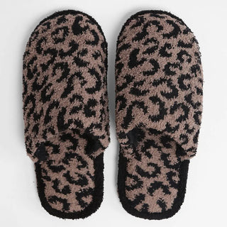 Leopard Slippers - Coffee