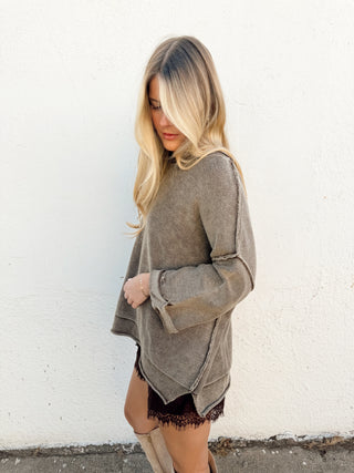 Mallory Sweater Top - Dark Brown