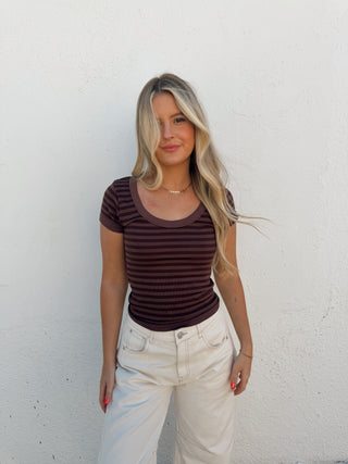 Sandy Striped Tee - Brown