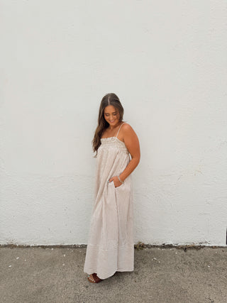 Emmy Striped Dress - Taupe