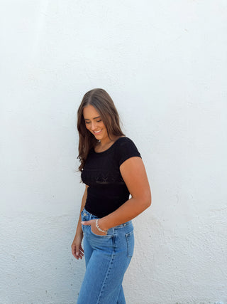 Bodie Boat Neck Top - Black