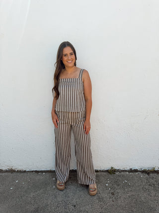 Matcha Stripe Set - Dark Brown
