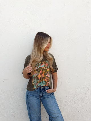 Colorful Cowboy Cropped Graphic Tee
