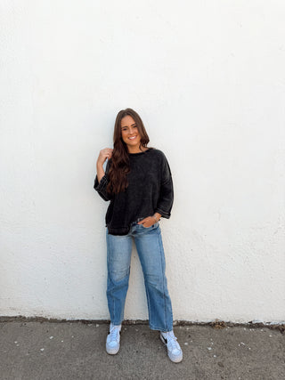 Mallory Sweater Top - Charcoal