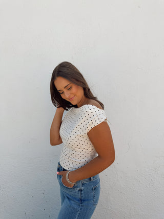 Patsy Polka Dot Top - Cream