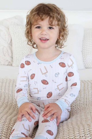 Tiny Touchdowns Two Piece Pajama Set | Neutral