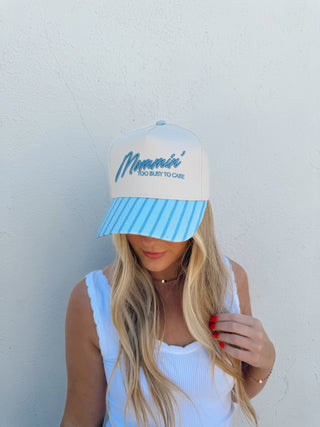 Mommin’ Too Busy To Care Trucker - Blue