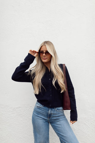 Navy Cardigan Top