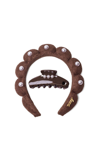 KAXI GRWM Headband Set — BROWN WITH PEARLS / WITH MIDI CLAW
