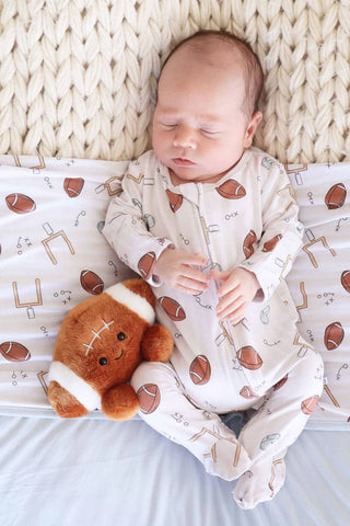Newborn Tiny Touchdowns Zipper Footie | Neutral