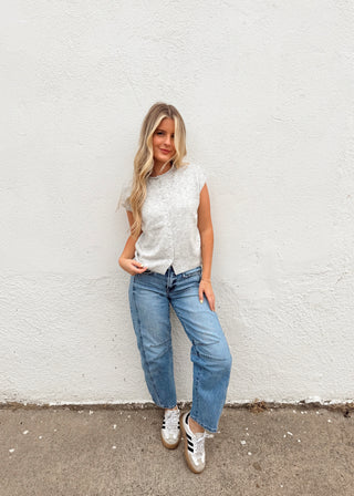 Rowan Sleeveless Cardigan - Light Grey