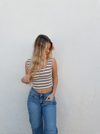 Jessa Tank- Cream/Brown