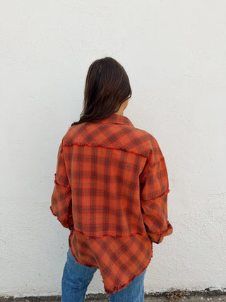 Elle Plaid Washed Flannel - Rust
