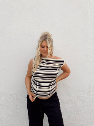 Woman modeling a striped top