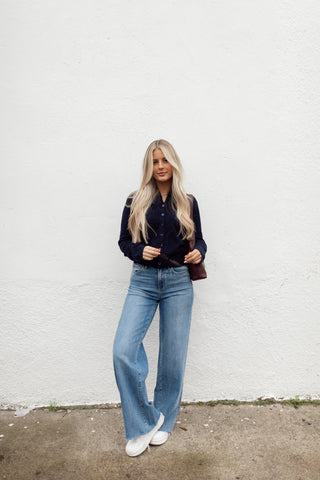 Navy Cardigan Top