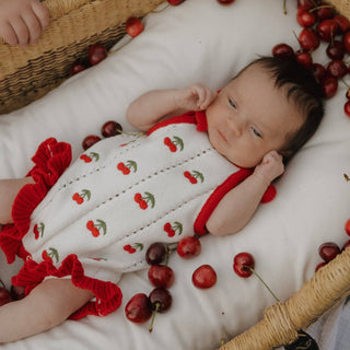 Knit Ruffle Romper | Cherry