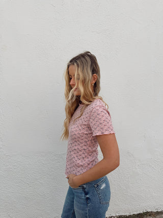 Winnie Waffle Top - Rosy Pink