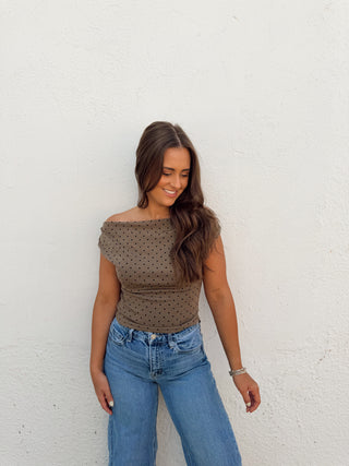 Patsy Polka Dot Top - Mocha