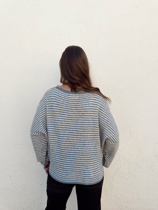 Piper Cardigan Sweater - Blue Stripe