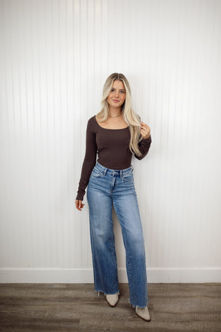 Brown Scoop Neck Top