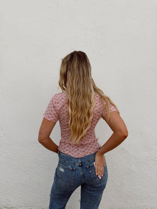 Winnie Waffle Top - Rosy Pink