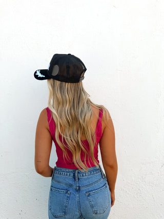 Scalloped Ribbed Tank - Festival Pink