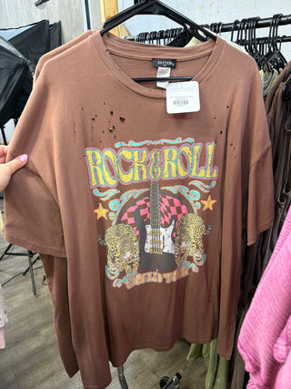 Rock N Roll Leopard Guitar Tee