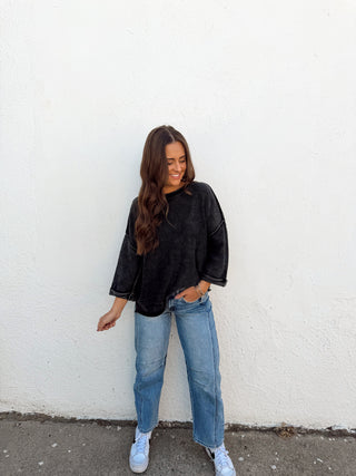 Mallory Sweater Top - Charcoal