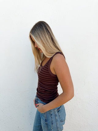 Sofia Striped Tank - Brown