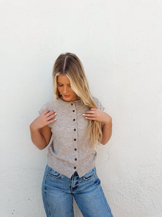 Rowan Sleeveless Cardigan - Taupe