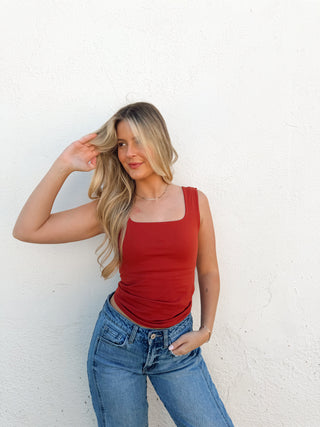 Square Neck Tank - Rust