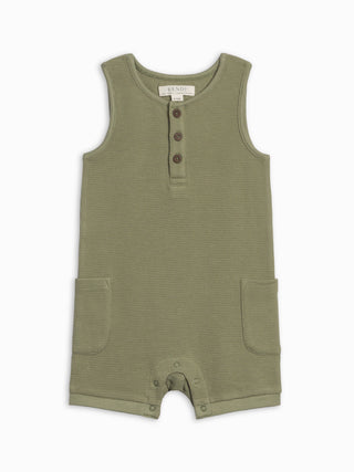 Percy Waffle Short Romper - Fern