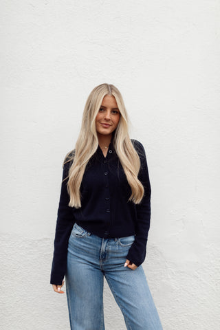 Navy Cardigan Top