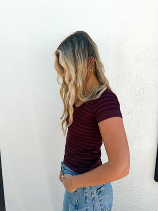 Sandy Striped Tee - Plum