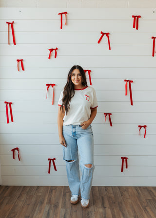 Bow Puff Ringer Graphic top
