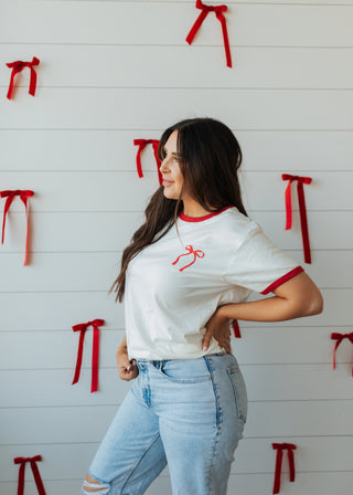 Bow Puff Ringer Graphic top
