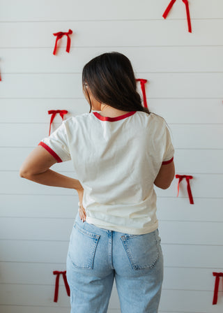 Bow Puff Ringer Graphic top