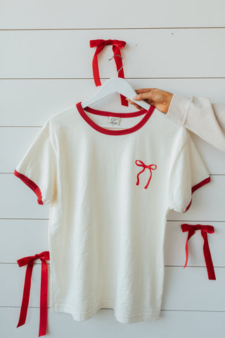 Bow Puff Ringer Graphic top