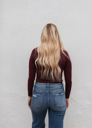 Basic Long Sleeve Ribbed Top - Fig